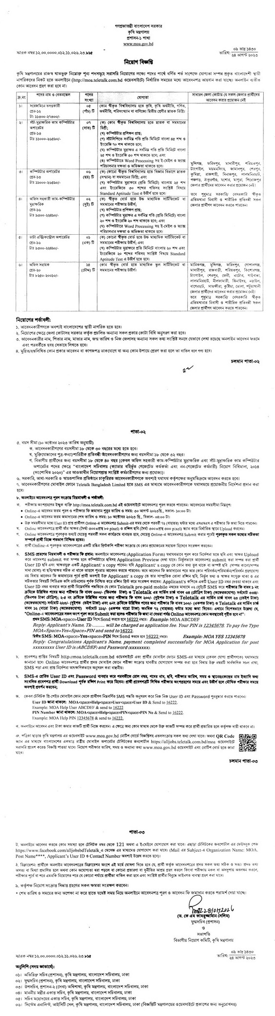 Agriculture Ministry Job Circular