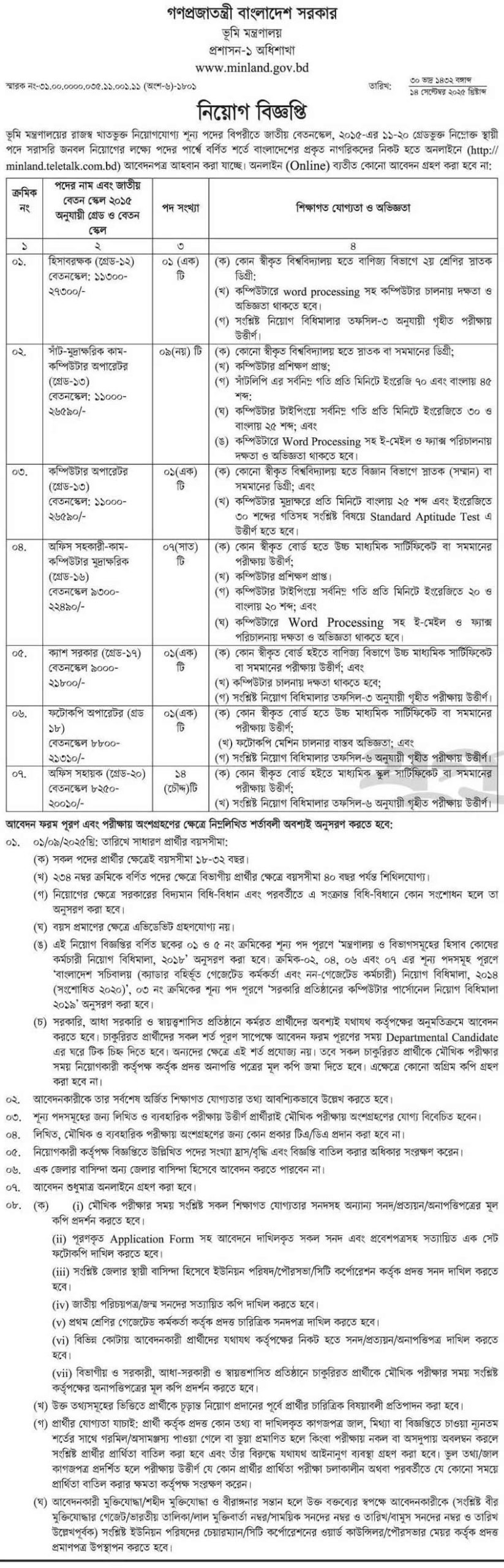 land ministry job